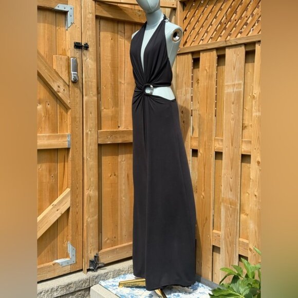 🆕 MISHA COLLECTION 🧿 NWOT The Devon Maxi Dress, Black Cupro-Jersey, Sz M US6 - Picture 3 of 15